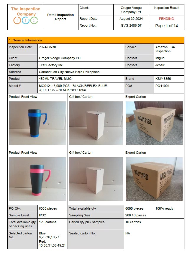 Amazon FBA Inspection Report
